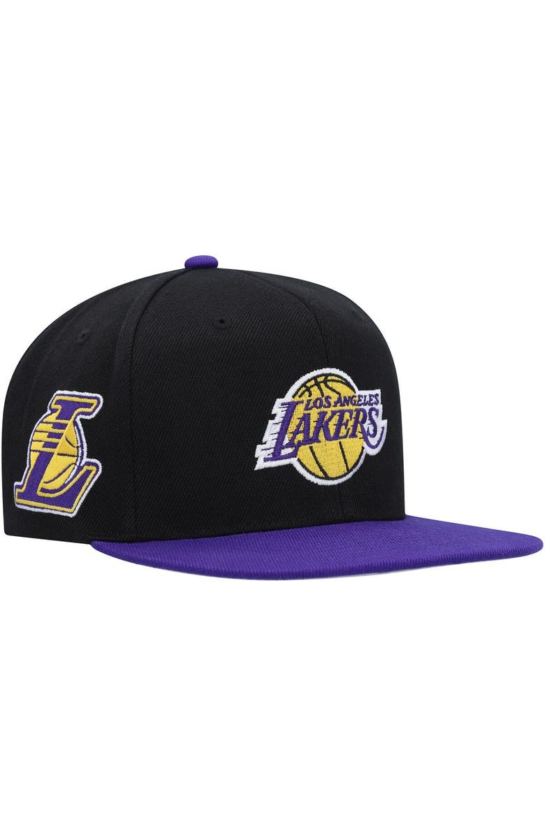 Mitchell & Ness Men's Mitchell & Ness Black/Purple Los Angeles Lakers Side Core 2.0 Snapback Hat, Main, color, Black