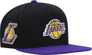 Mitchell & Ness Men's Mitchell & Ness Black/Purple Los Angeles Lakers Side Core 2.0 Snapback Hat