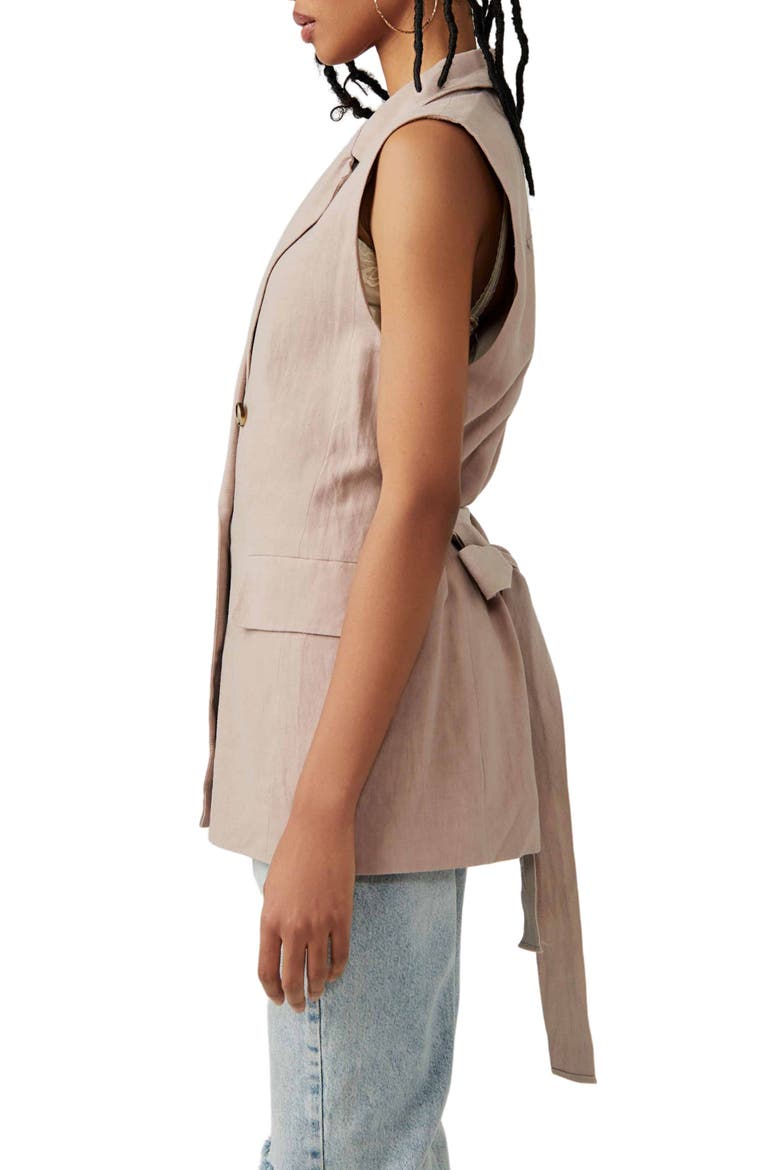 Olivia Double Breasted Linen Blend Vest, Alternate, color, ETHEREAL