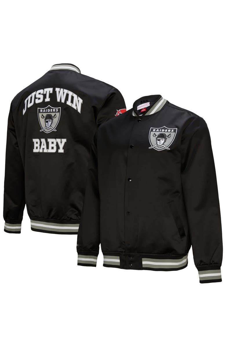 Mitchell
Ness Men
s Mitchell
Ness Black Oakland Raiders Double Down Satin Full-Snap Jacket, Main, color,