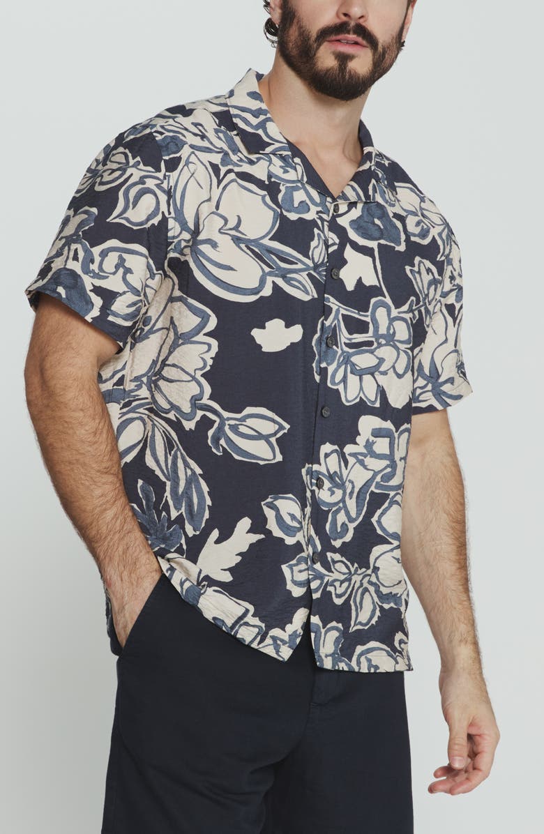 7 Diamonds Saltwood Camp Shirt, Main, color, Navy