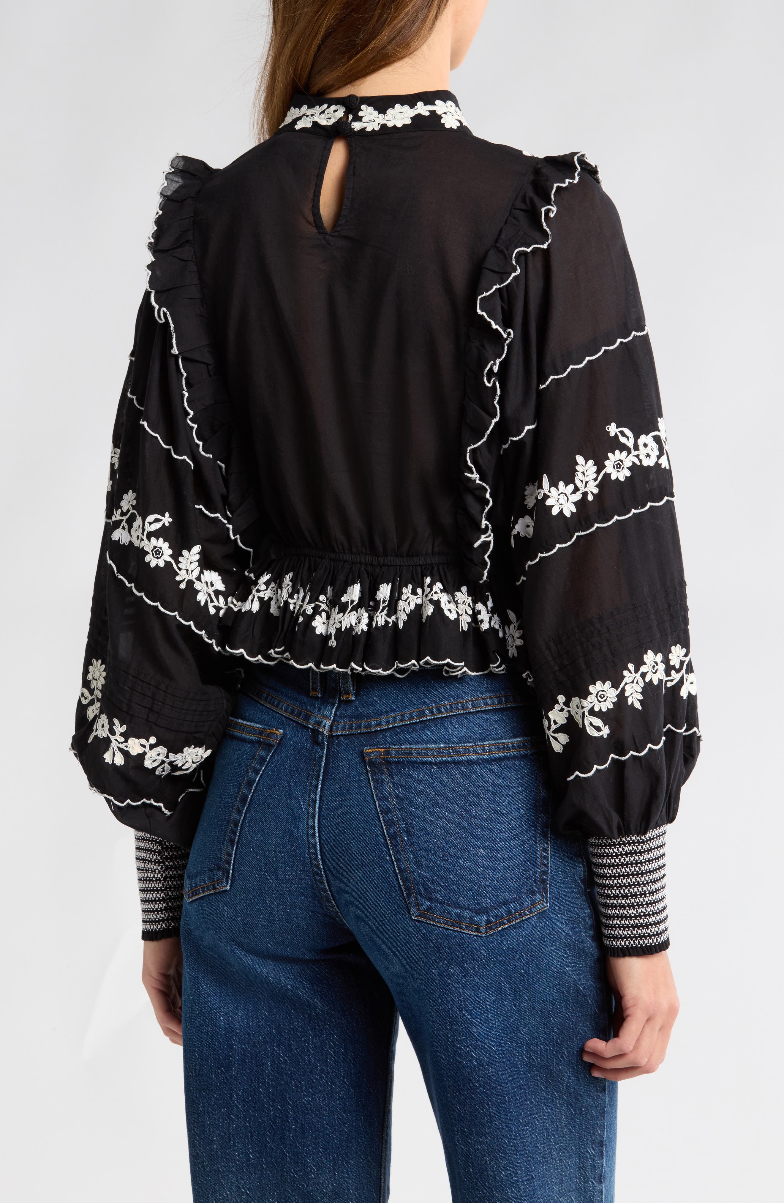 Embroidered Ruffle Top - image 2