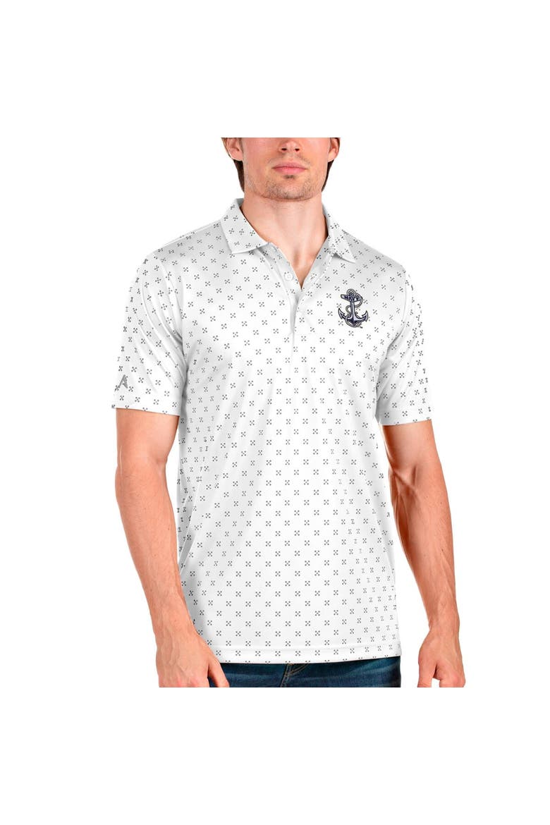 Men's Antigua White/Steel Navy Midshipmen Spark Polo, Main, color, White