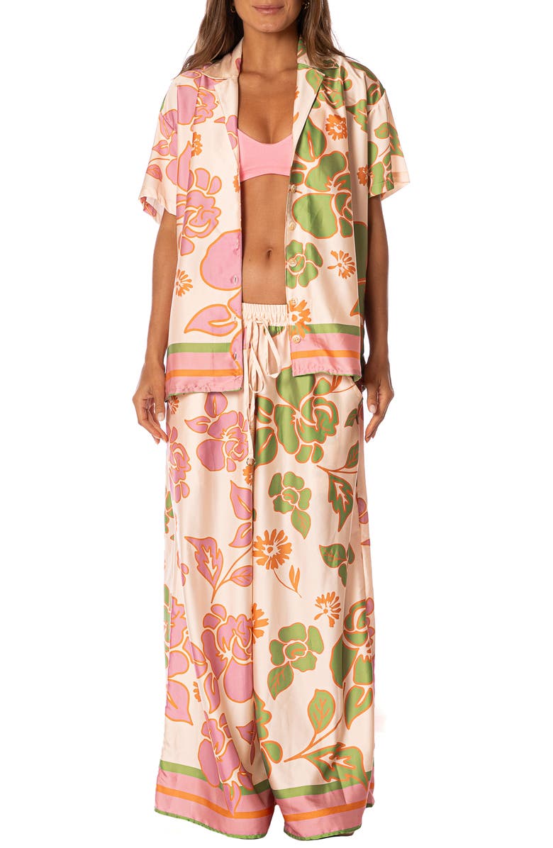 Maaji Floating Blooms Ophelia Cover-Up Drawstring Pants, Alternate, color, Beige Floral