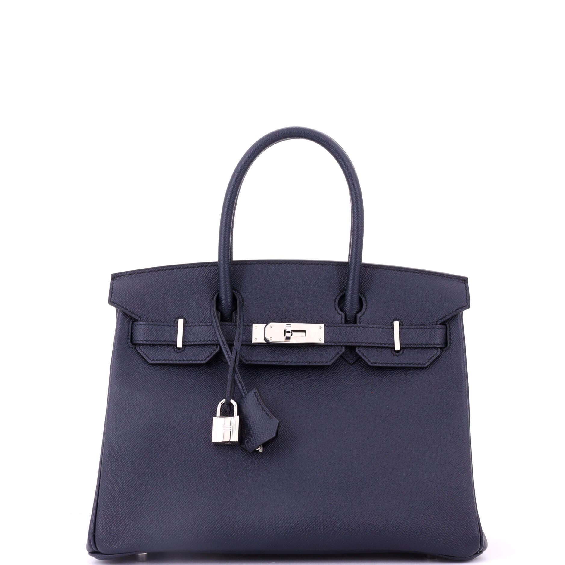 Pre-Owned Hermes Birkin Handbag Blue Epsom with Palladium Hardware 30, Main, color, Bleu Indigo