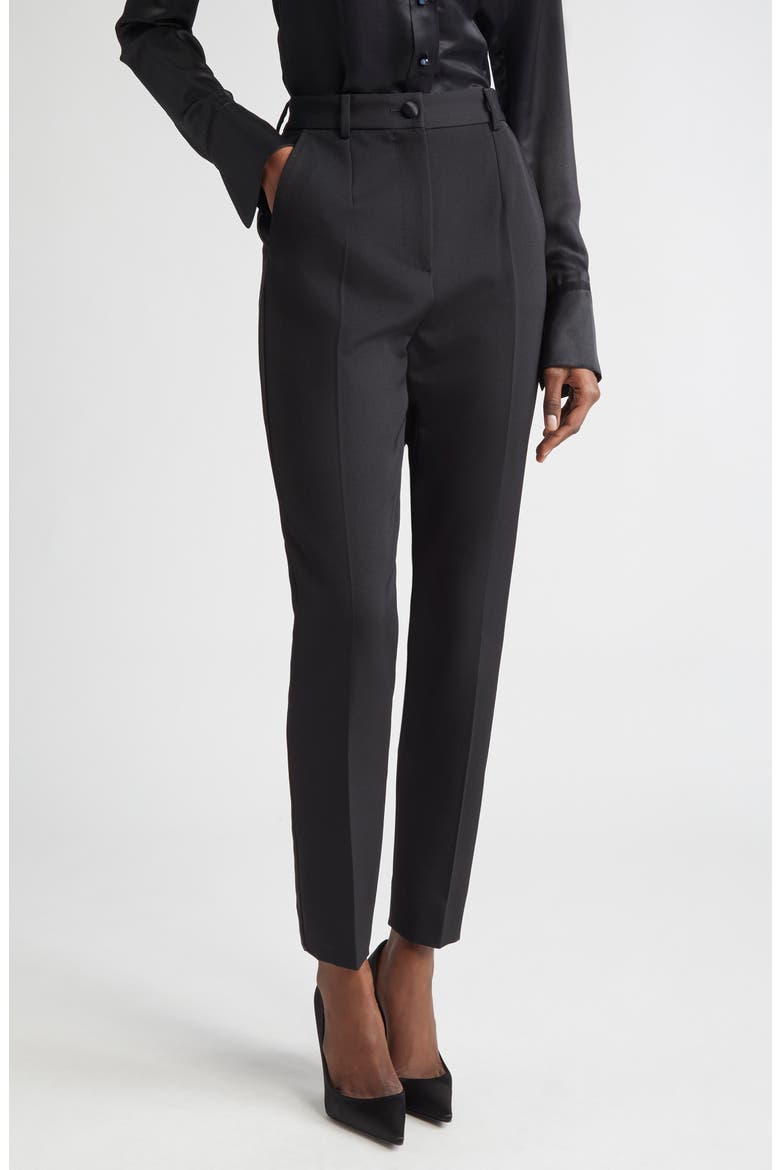 Tailored Wool & Silk Blend Tuxedo Pants, Main, color, N0000 NERO
