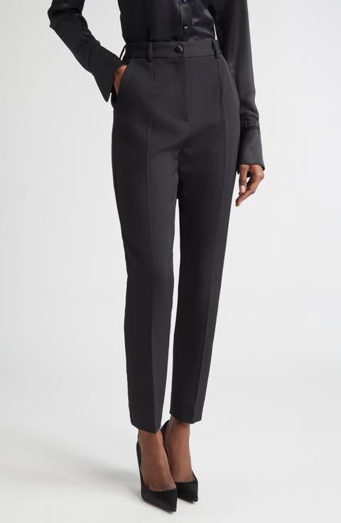 Tailored Wool & Silk Blend Tuxedo Pants