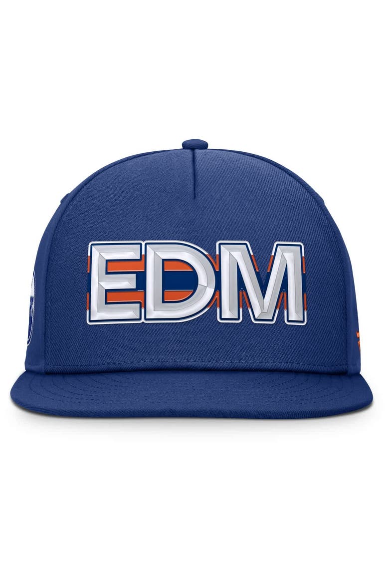 Men's Fanatics Royal Edmonton Oilers Authentic Pro Rink Team Code Snapback Hat, Alternate, color, Royal