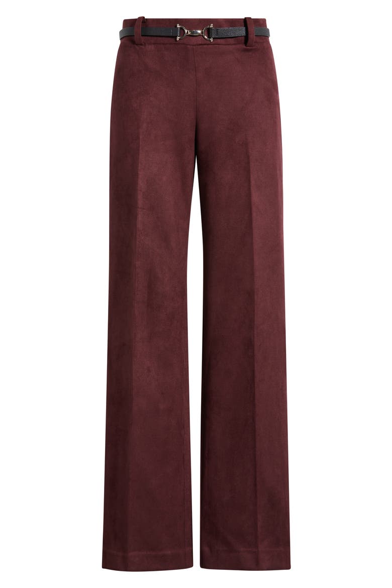 Pull On Wide Leg Faux Suede Pants, Alternate, color, BAROLO