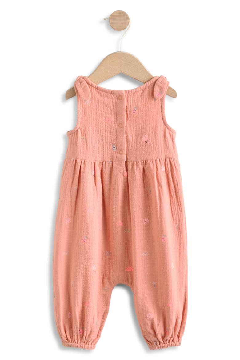 Embroidered Cotton Gauze Romper, Alternate, color, ORANGE