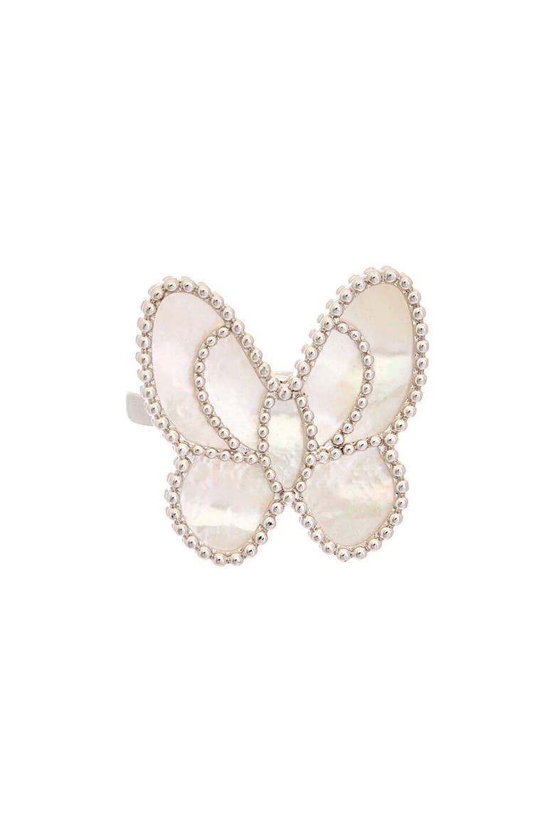 Mother-of-Pearl Butterfly Ring, Main, color, PEARL/ WHITE GOLD