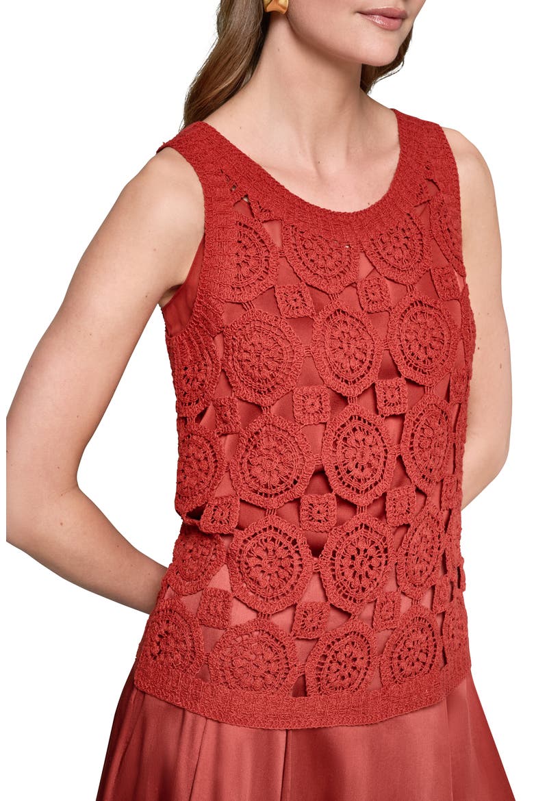 Crochet Sleeveless Sweater, Alternate, color, SUNBAKED