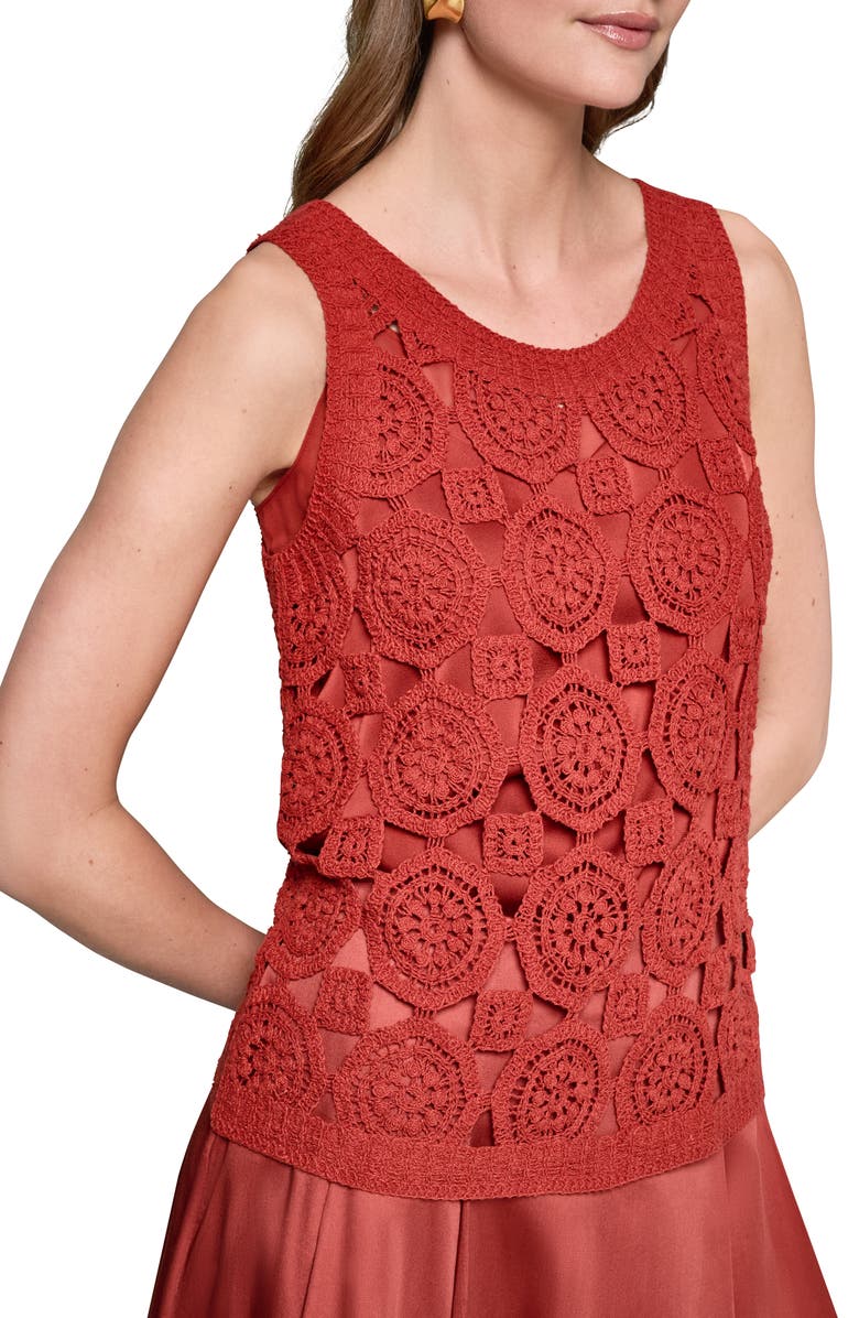 Donna Karan New York Crochet Sleeveless Sweater, Alternate, color, 