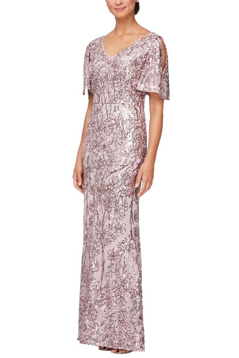 Sequin Lace Cold Shoulder Trumpet Evening Gown video
