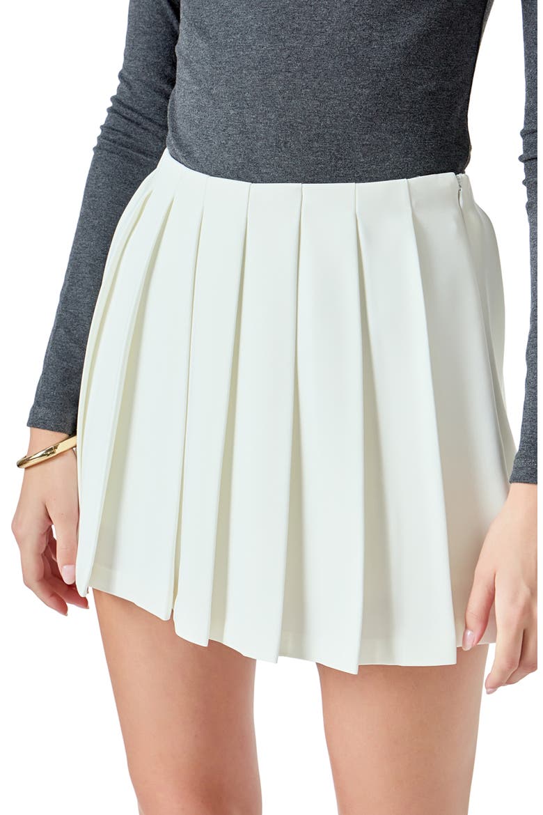 Pleated Miniskirt, Alternate, color, CREAM