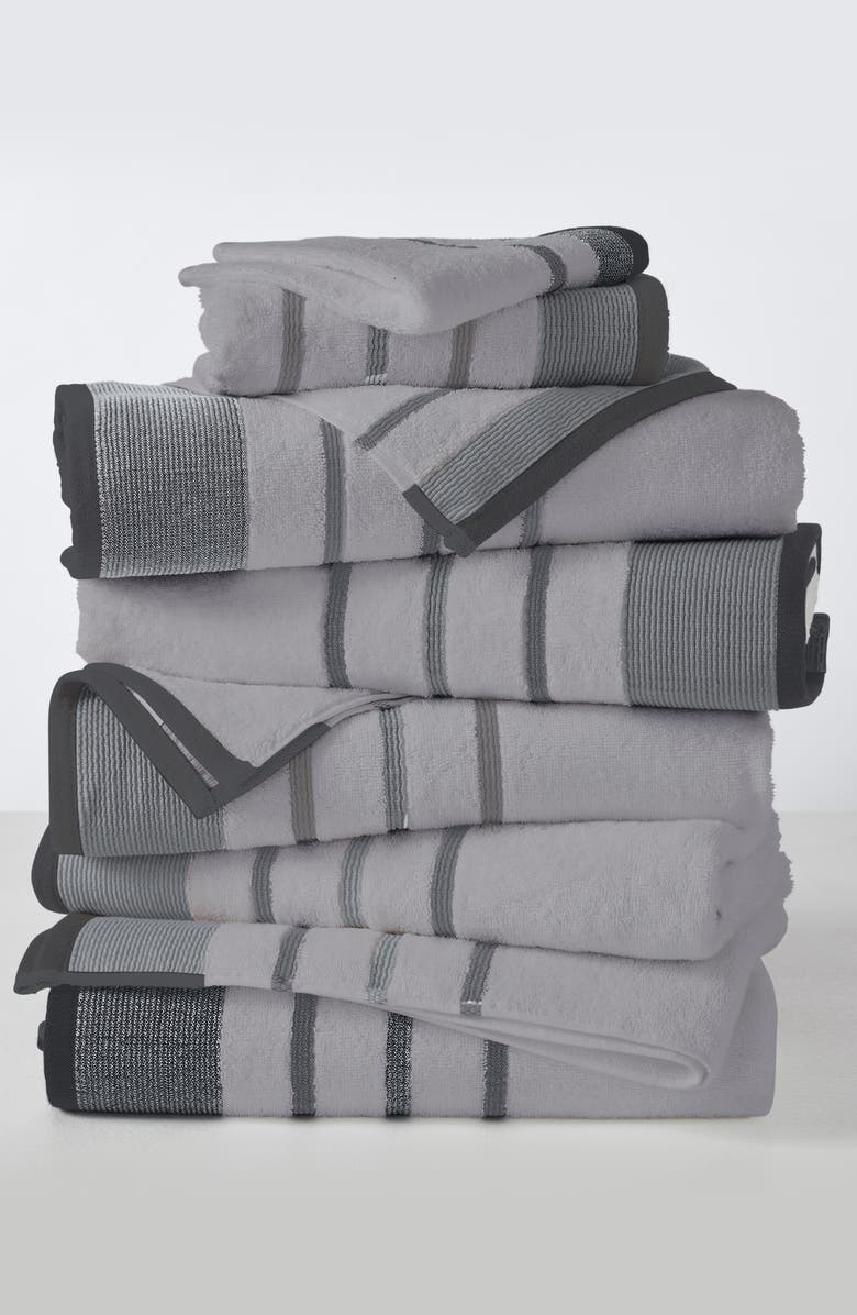Woven & Weft Decorative 2-Pack Bath Towels, Alternate, color, Light Grey / Mid Grey