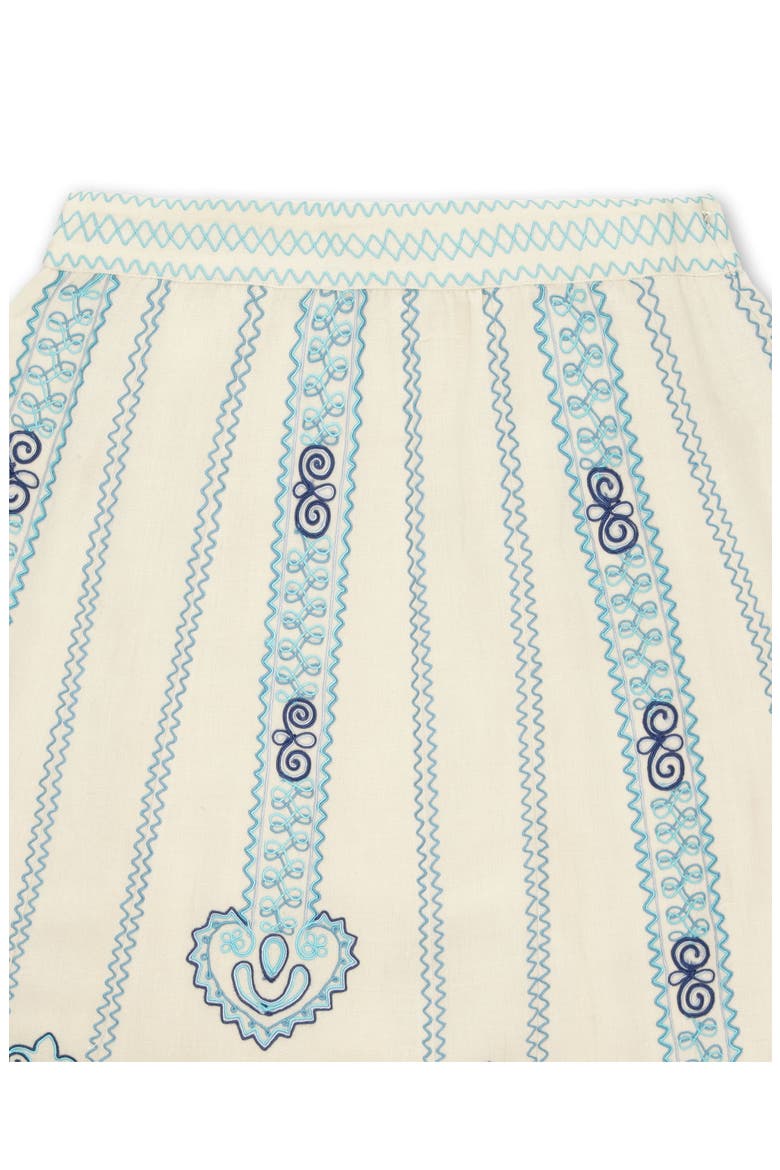 Nicea Bi-Color Embroidery Skirt, Alternate, color, OFF WHITE