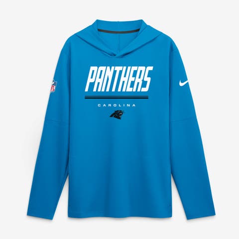 Men's Nike Blue Carolina Panthers Sideline Game On Lightweight Long Sleeve Hooded Dri-FIT Top