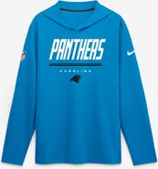 Nike Men's Nike Blue Carolina Panthers Sideline Game On Lightweight Long Sleeve Hooded Dri-FIT Top