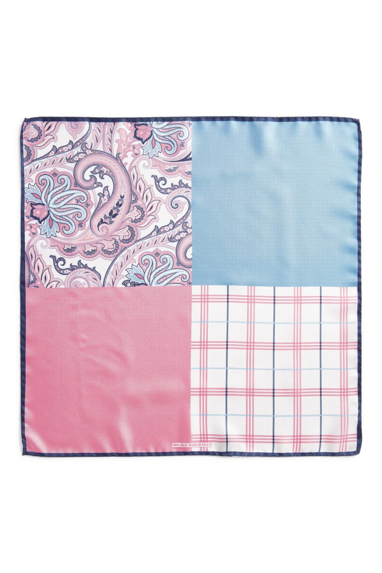 Four Panel Silk Pocket Square, Alternate, color, PINK