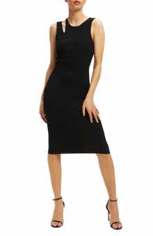 Good American Bold Shoulder Cutout Rib Dress