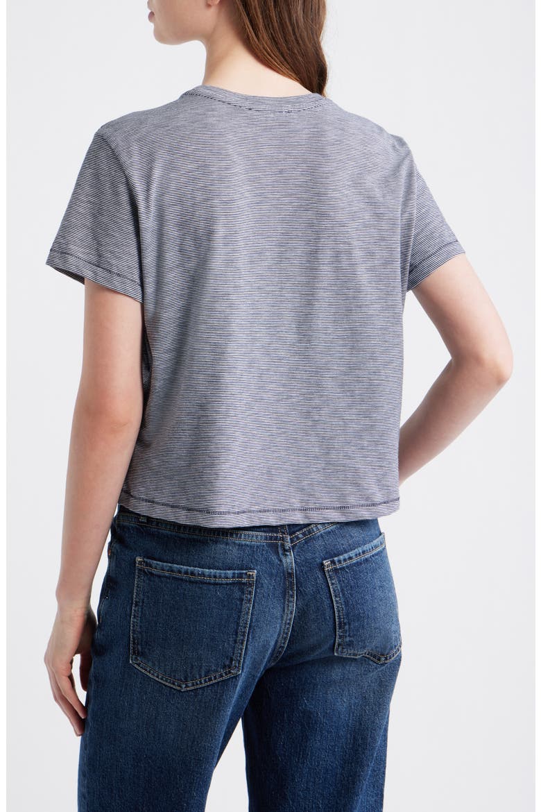 Stripe Boxy Crop Slub T-Shirt, Alternate, color, MIDNIGHT NAVY
