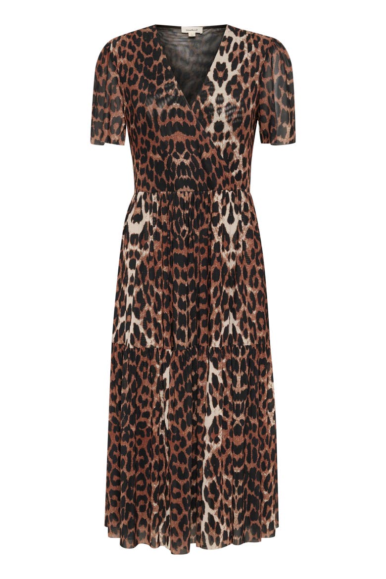 SLAldora Short Sleeve V-neck Wrap Dress, Alternate, color, Leopard Pattern