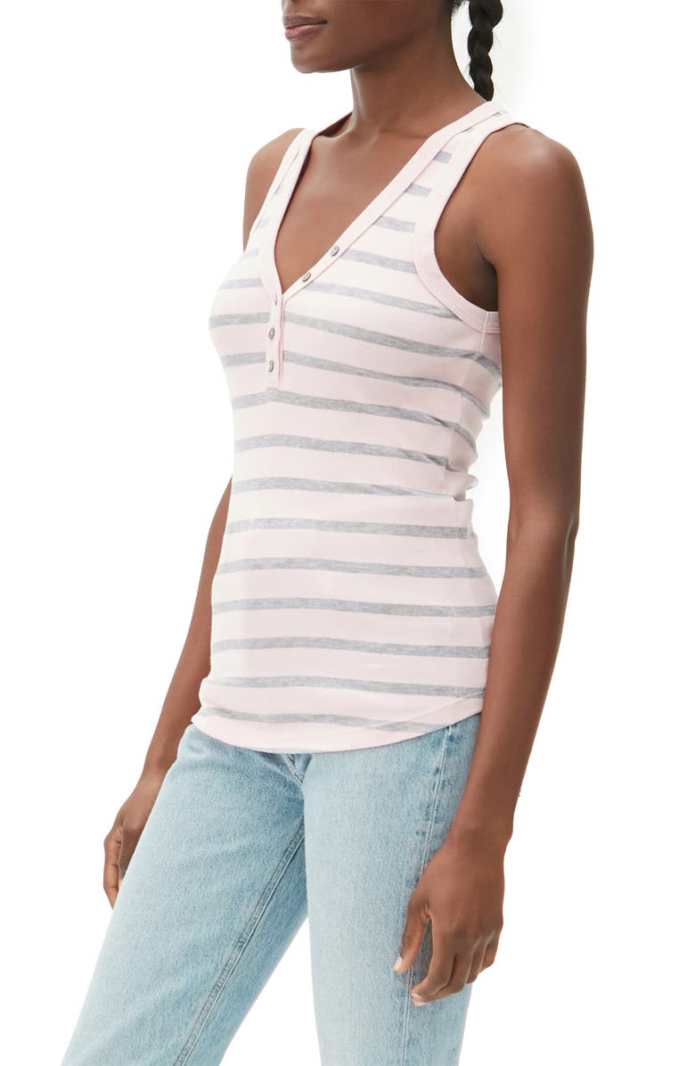 Michael Stars Luna Stripe Cotton Blend Henley Tank, Alternate, color, 
