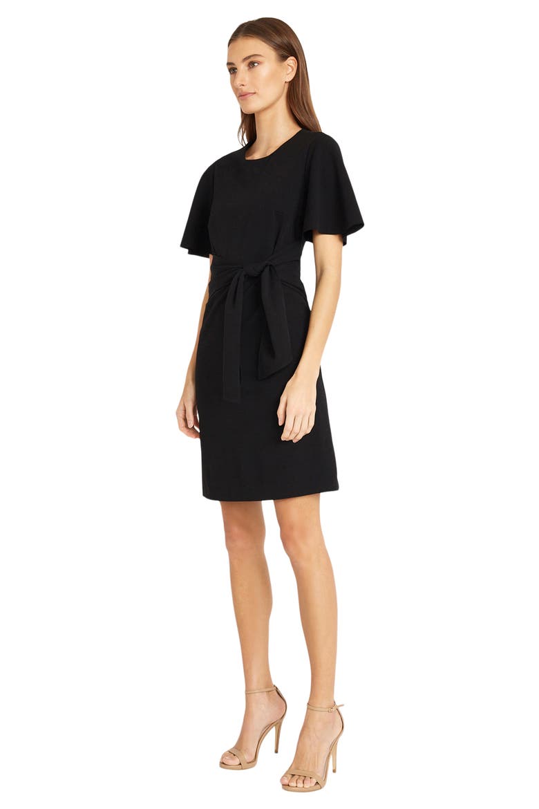 Tie Waist Crepe Dress, Alternate, color, BLACK