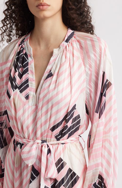 CIEBON CIEBON GAELEY PRINT TIE WAIST LONG SLEEVE MAXI DRESS