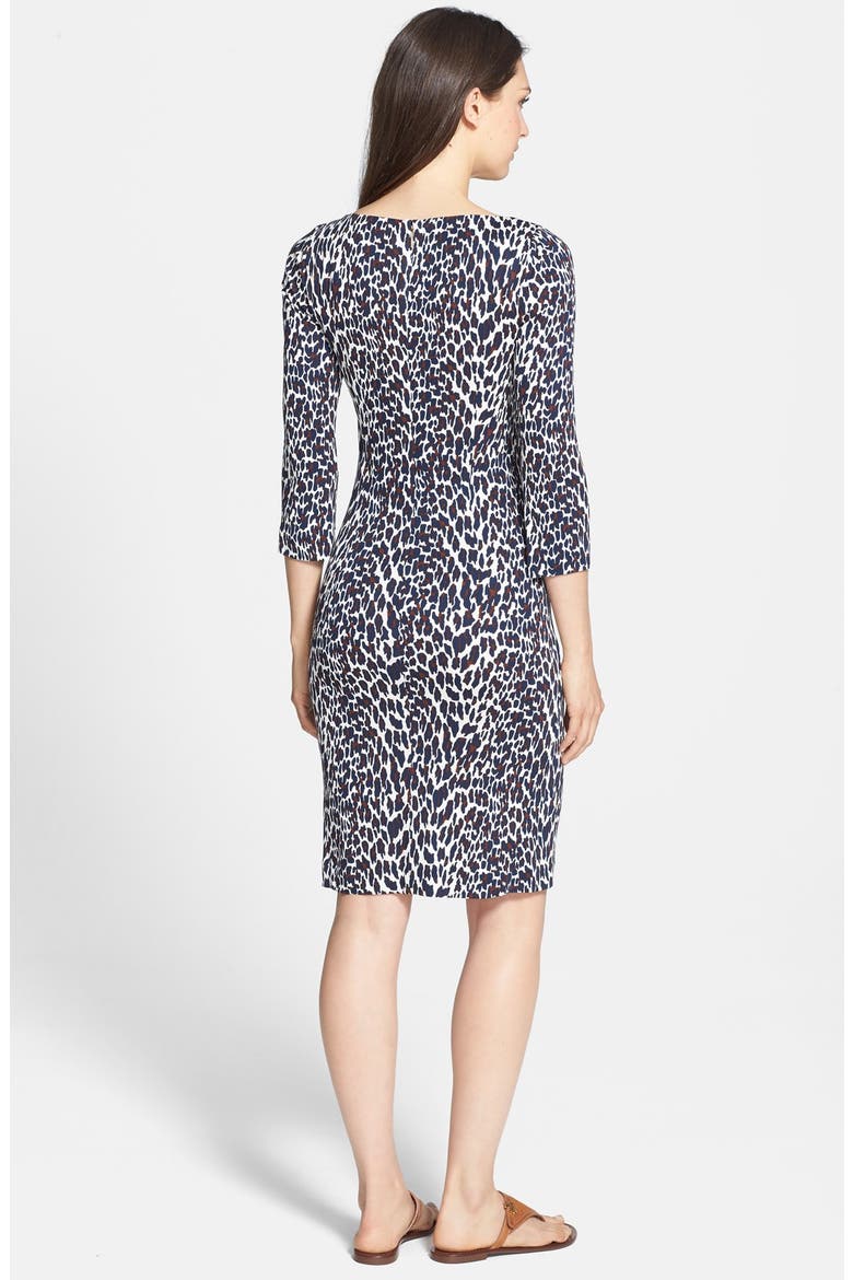 Print Jersey Crepe Sheath Dress, Alternate, color, REVA LEOPARD