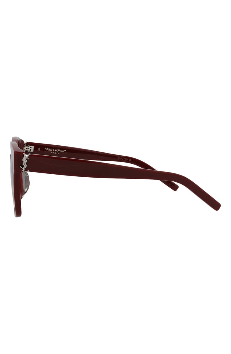 Saint Laurent 55mm Square Sunglasses, Alternate, color, Burgundy Grey
