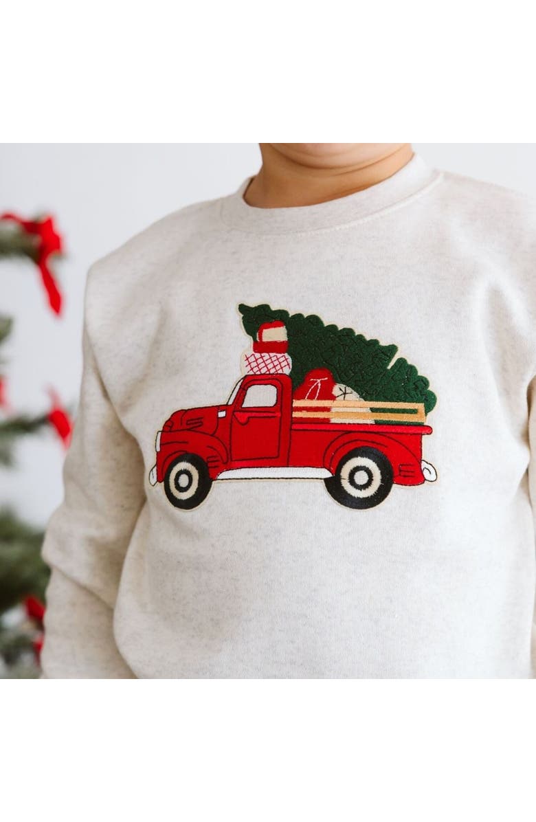 Sweet Wink Christmas Truck Patch Sweatshirt, Alternate, color, Natural