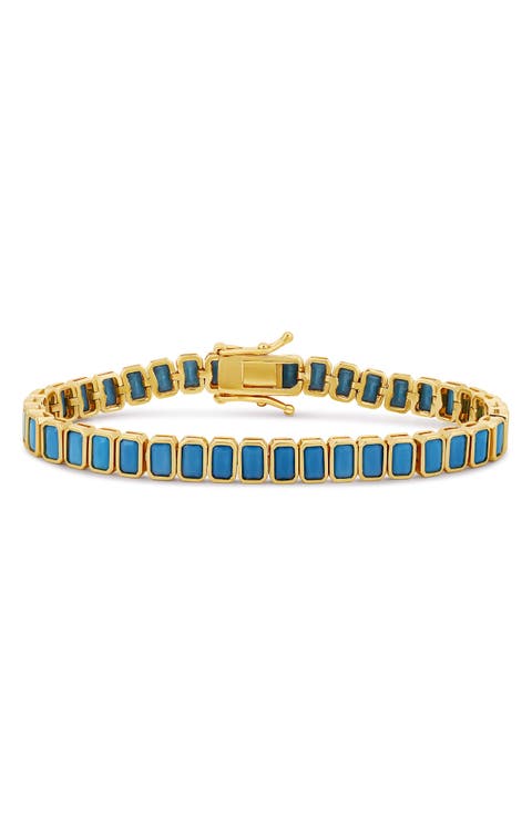 Emerald Cut Simulated Ruby Tennis Bracelet