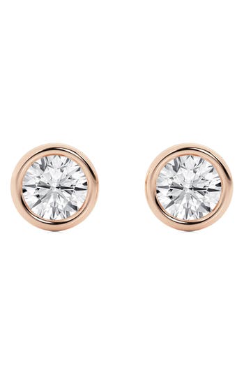 Badgley Mischka Collection Round Cut Lab Created Diamond Stud Earrings In 1 Ctw Rose Gold
