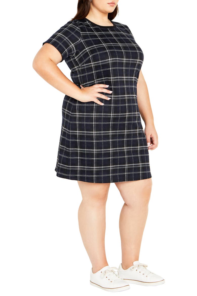 Check Love Knit Dress, Alternate, color, NAVY CHECK