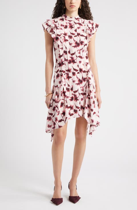 Pintuck Shark Bite Hem Dress