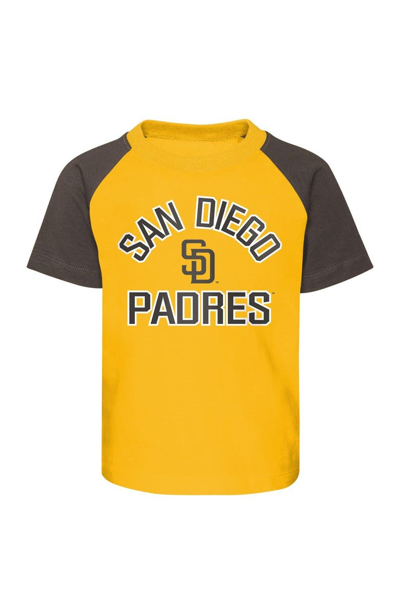 Outerstuff Infant Gold/Heather Gray San Diego Padres Ground Out Baller Raglan T-Shirt and Shorts Set, Alternate, color, 