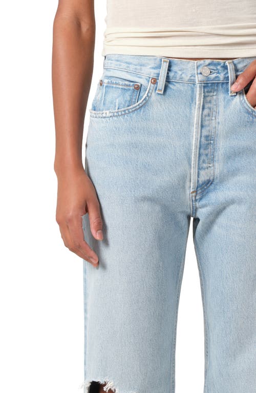 Shop Agolde '90s Ripped Mid Rise Crop Relaxed Straight Leg Jeans In Segment
