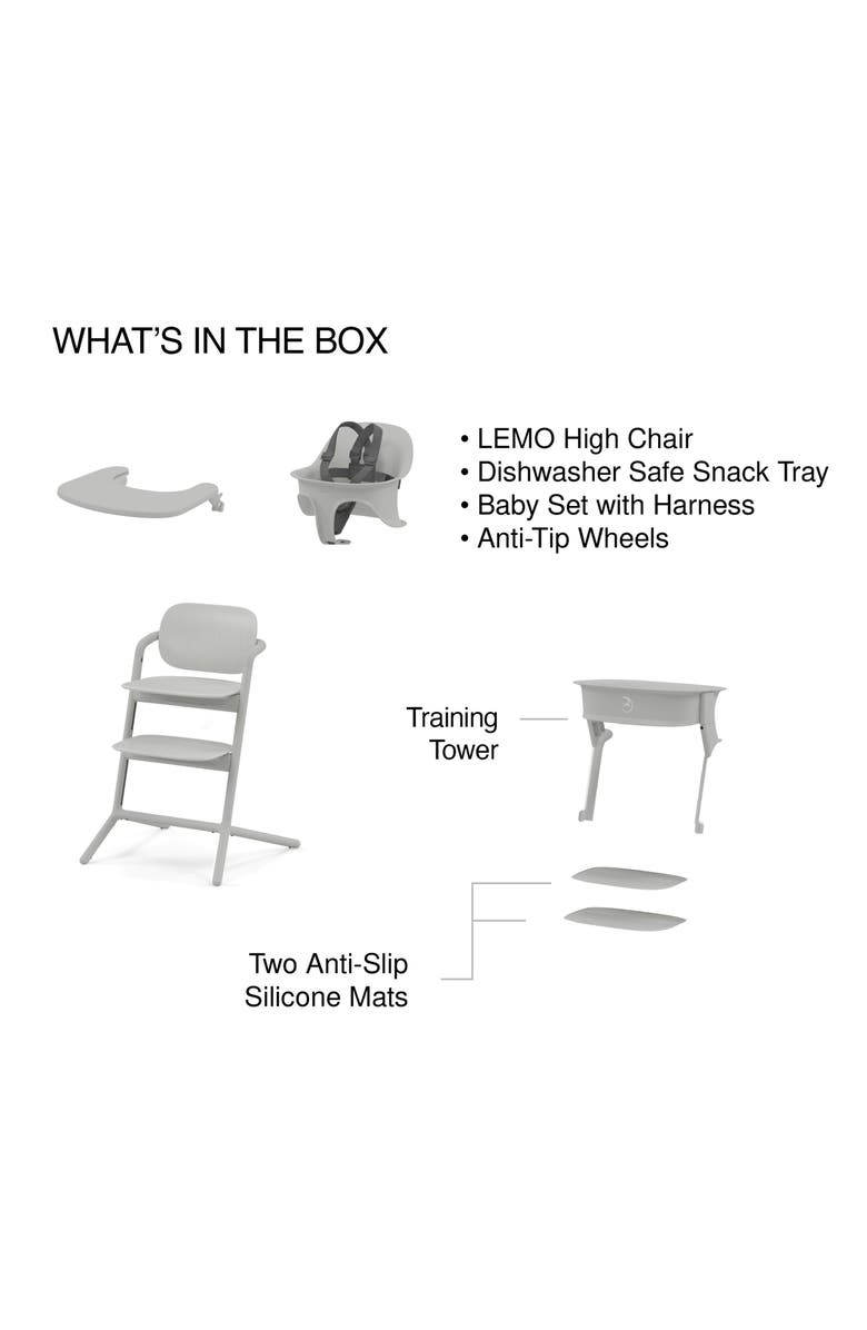 CYBEX LEMO 3-in-1 High Chair with Baby Set & Tray, Alternate, color, Suede Grey