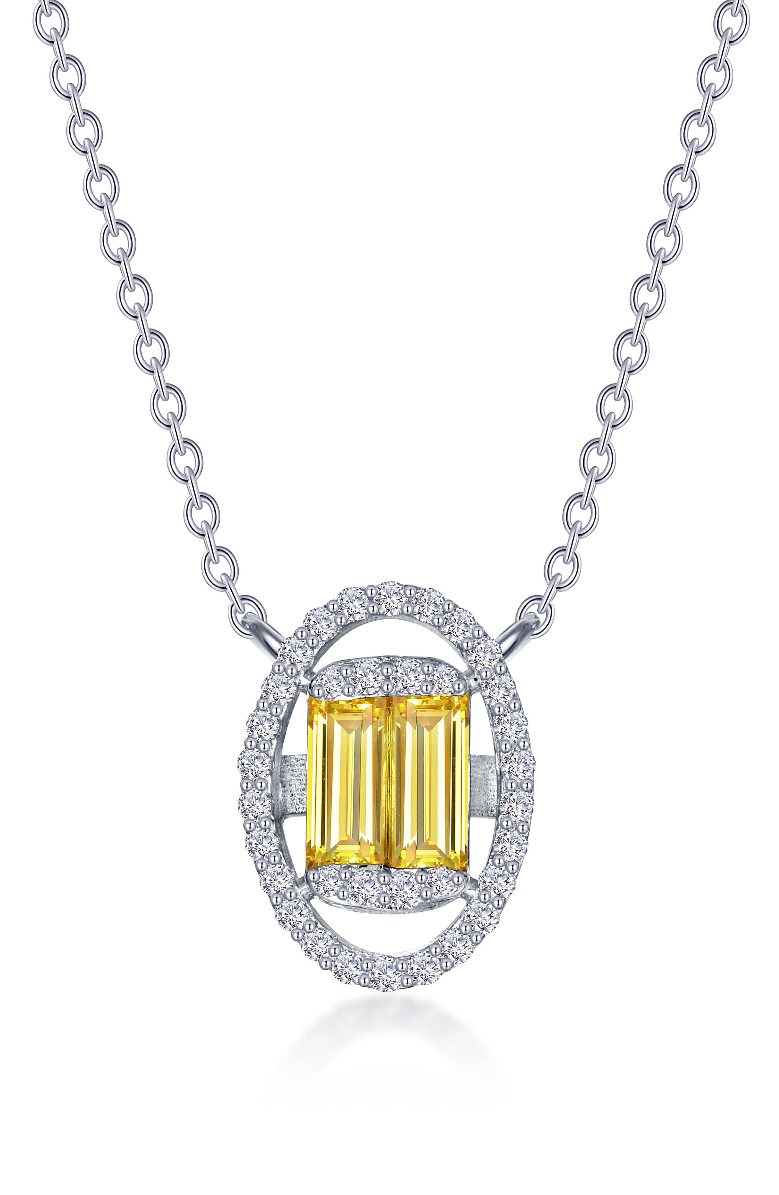 Lafonn Simulated Diamond & Simulated Canary Sapphire Pendant Necklace