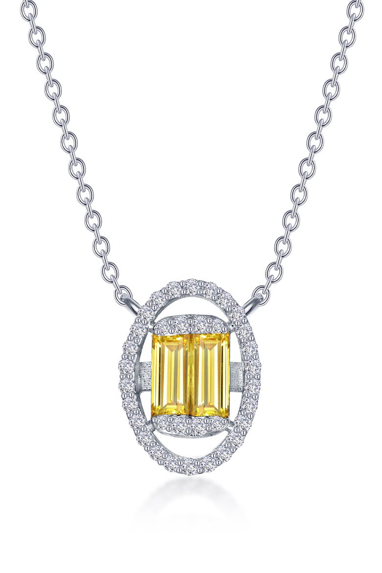 Simulated Diamond & Simulated Canary Sapphire Pendant Necklace, Main, color, YELLOW
