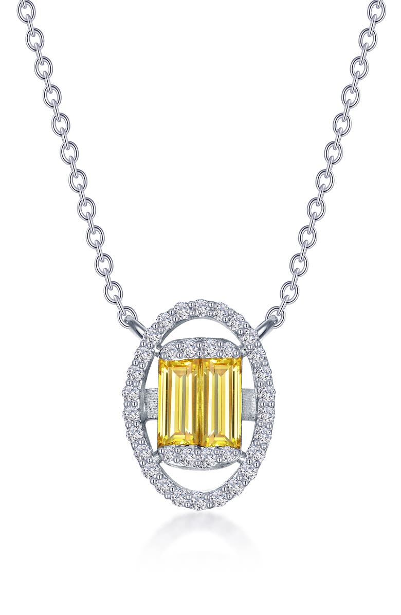 Lafonn Simulated Diamond & Simulated Canary Sapphire Pendant Necklace, Main, color, 