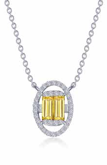 Simulated Diamond & Simulated Canary Sapphire Pendant Necklace