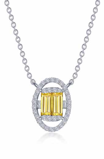 Simulated Diamond & Simulated Canary Sapphire Pendant Necklace