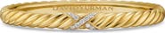 David Yurman Sculpted Cable X-Center Station Cuff Bracelet in 18K Yellow Gold with Diamonds