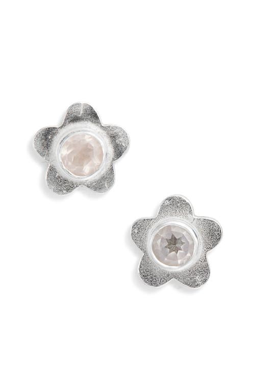 Shana Cave Medium Flower Stud Earrings In Rose Quartz