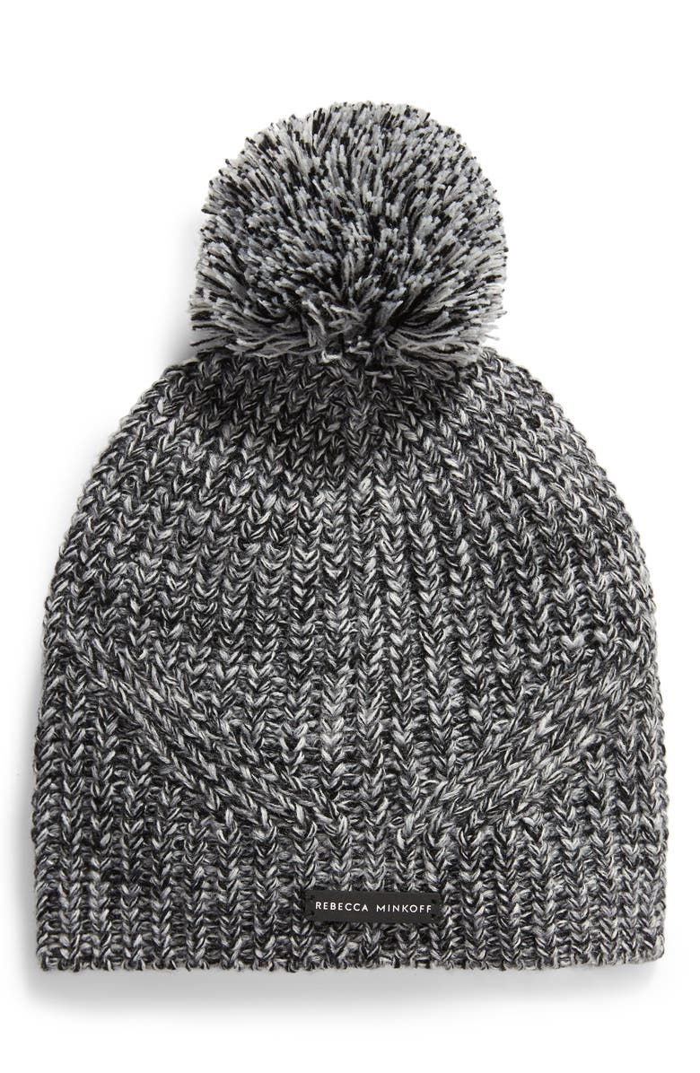 Rebecca Minkoff Marled Pom Beanie, Main, color, 