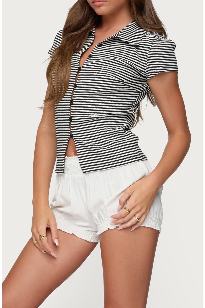 Beau Stripe Rib Button-Up Shirt, Alternate, color, BLACK-AND-WHITE