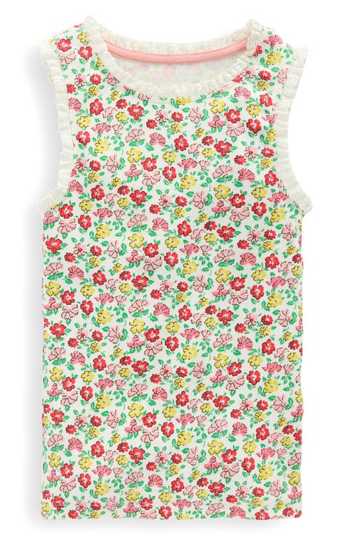 Mini Boden Kids' Floral Lace Edge Cotton Tank